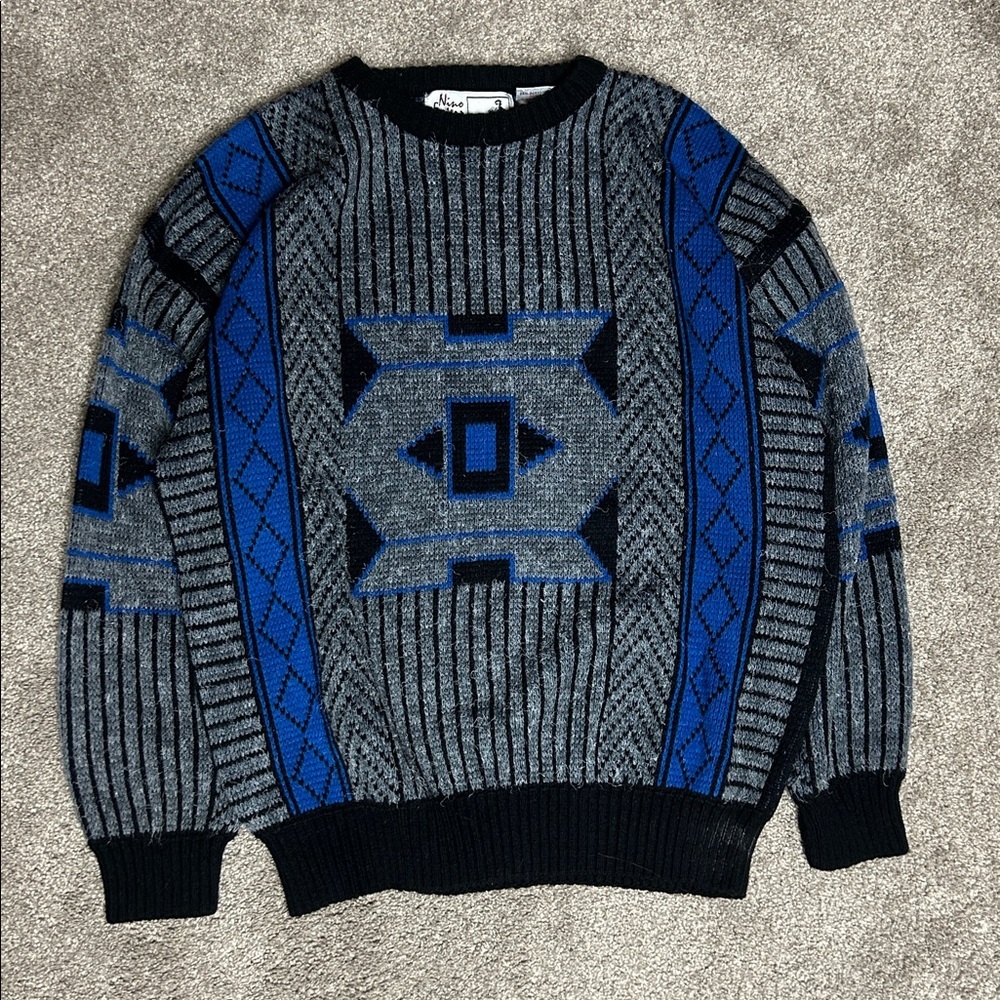 Vintage 90s Nino Foriero Patterned Knit Sweater